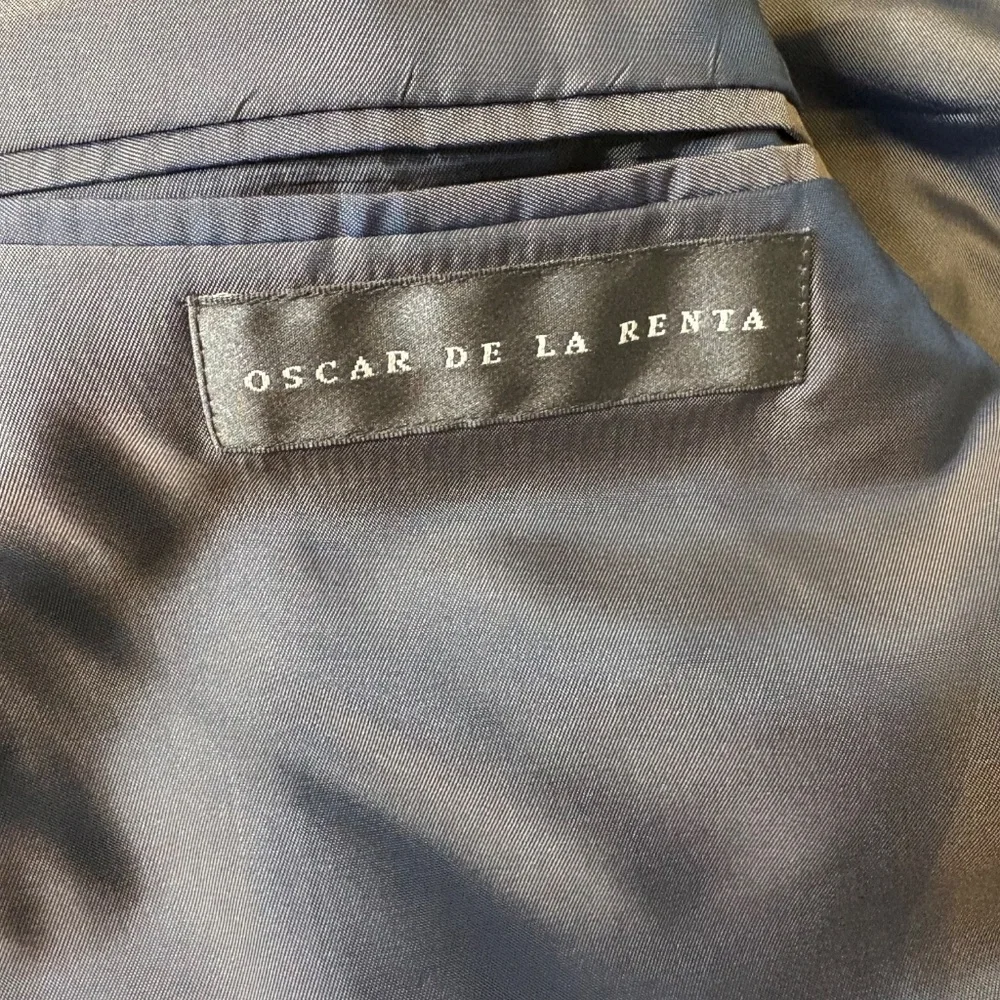 Oscar de la Renta Men's Wool Blazer Gray Blue 44R‎ 2 Button Single Breasted